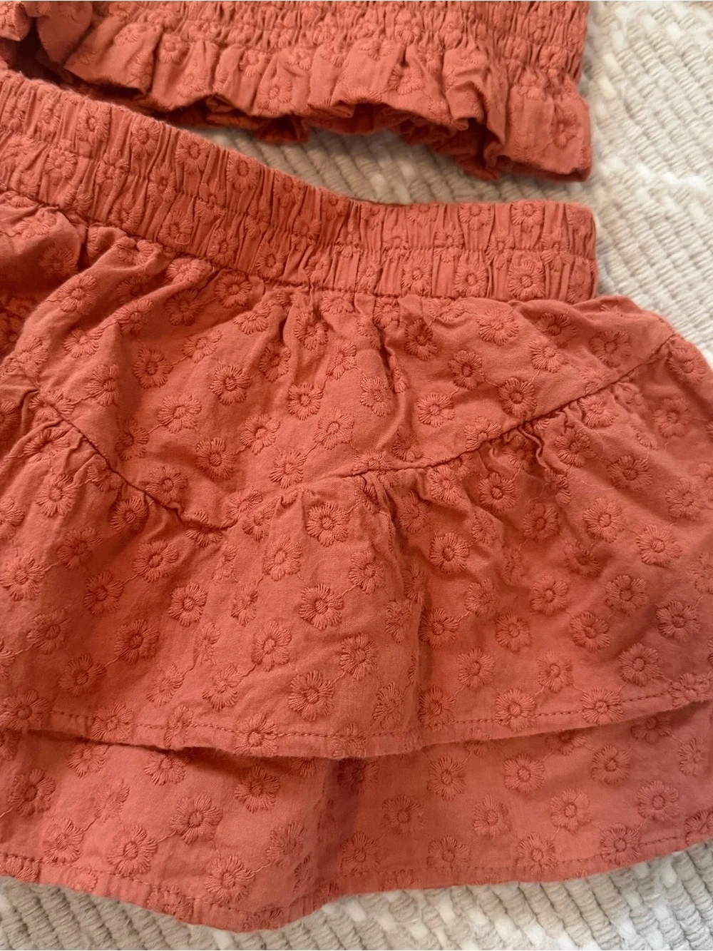 Rylee + Cru Trixie Top and Tiered Mini Skirt set in 